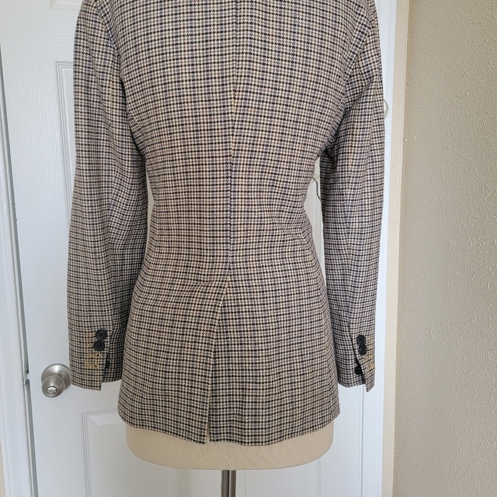 Talbots Plaid Print Brown Blazer Jacket Size 8 - Picture 9 of 15